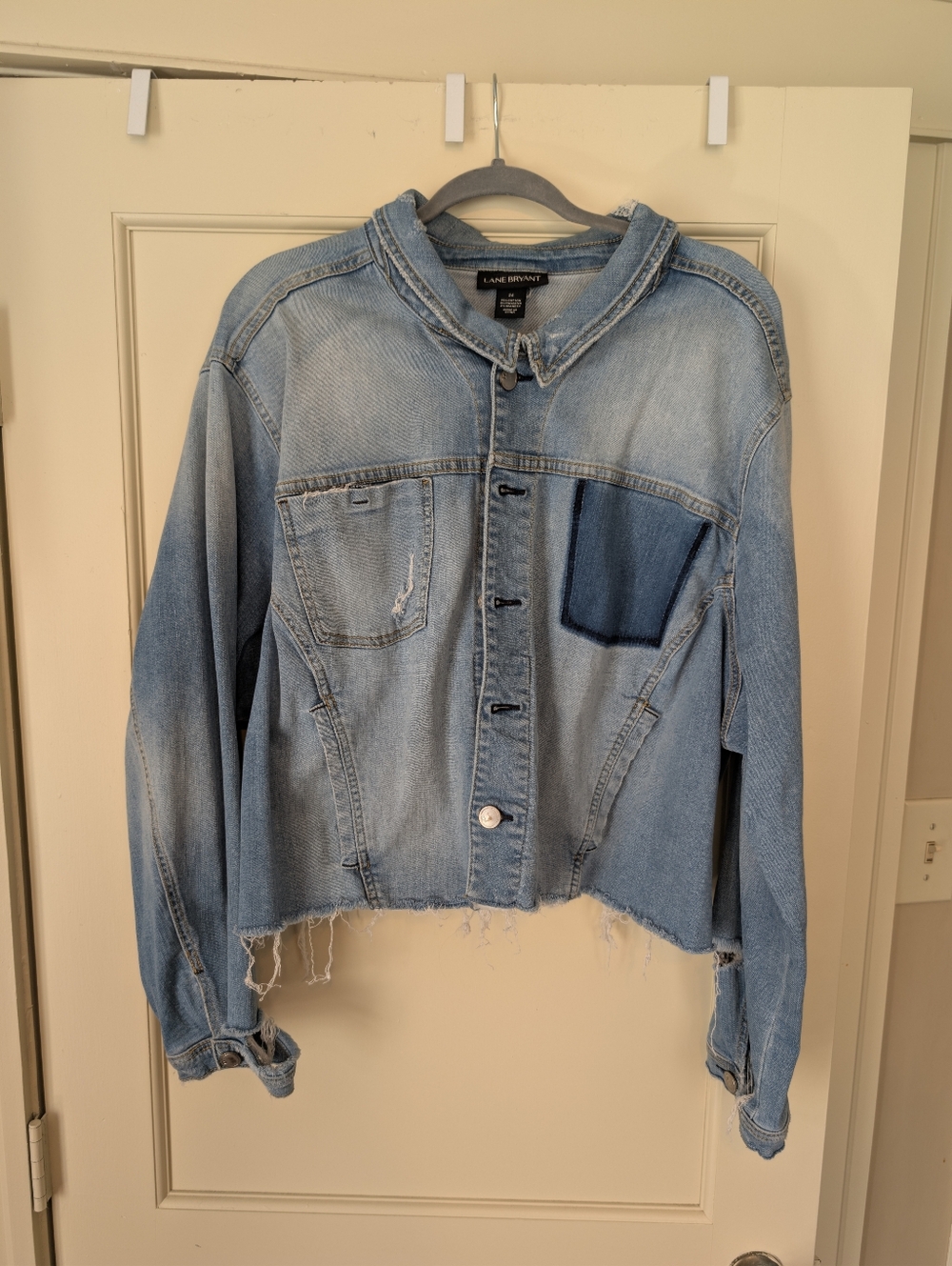 Lane Bryant Two-Tone Light Blue Cropped Denim Jacket